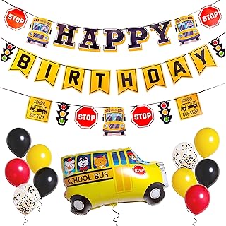 Wheels On The Bus Birthday Decorations, School Bus Decorations For Party, School Bus Birthday Party Decorations | School Bus Birthday Banner | School Bus Party Decorations | Bus Theme Party