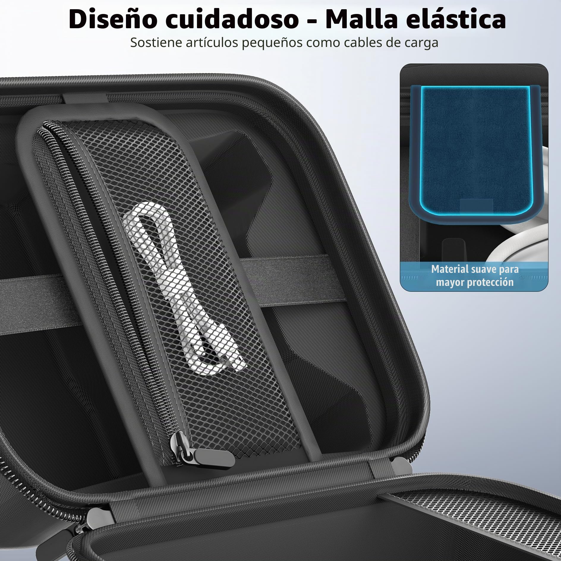 Funda Universal para Auriculares y Mandos, Estuche para Mandos de PS5/Switch/Xbox, Funda Auriculares Diadema de Gran Capacidad, Organizador Portátil para Accesorios Videojuegos con Bolsillo para Cable