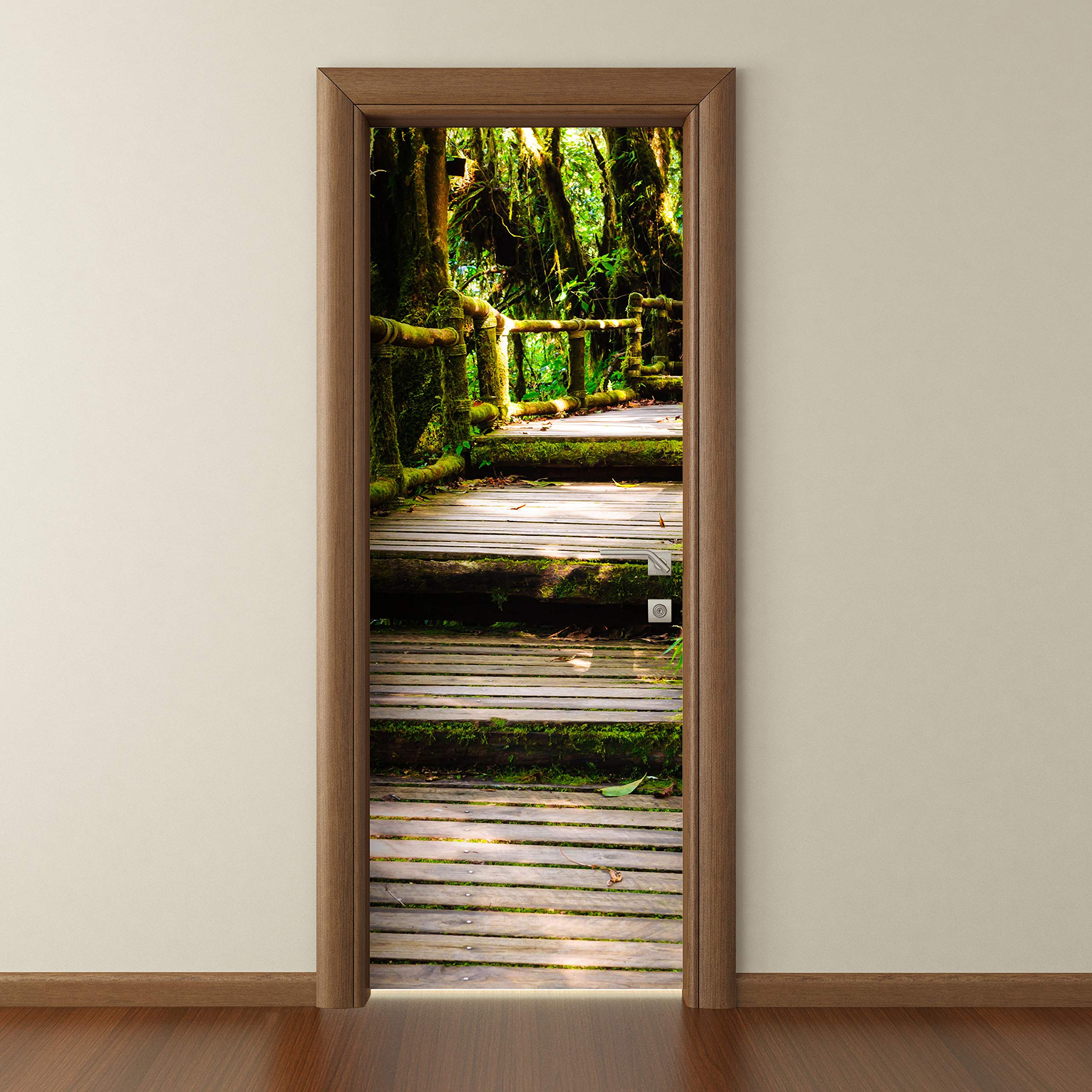 Papier Peint De Porte Chemin De Bois Dans La Jungle 70x200 Cm - Autoadhésif, Moderne Et Écologique Wandmotiv24