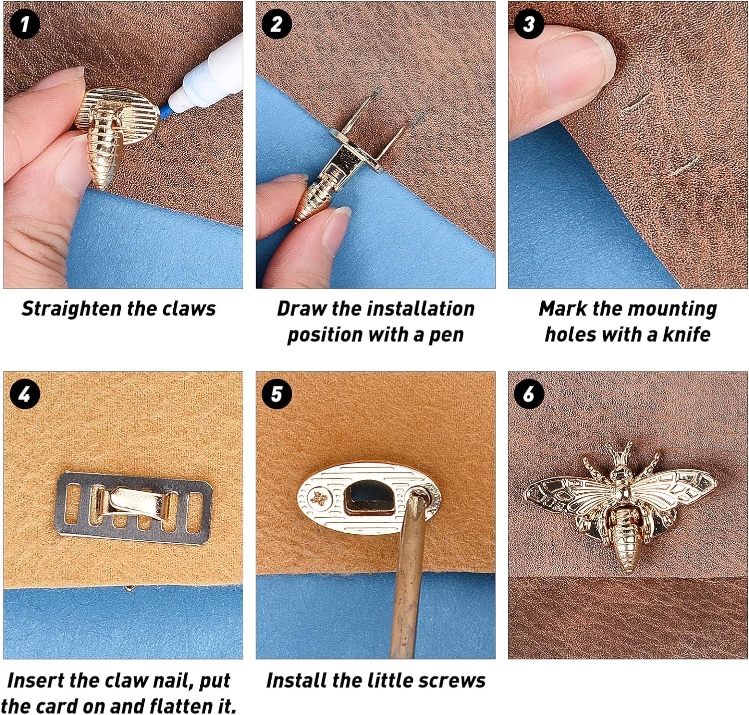 Turn Twist Lock Clasp, Fashion New Bee Shape Clasp Turn Lock Metalen hardware for doe-het-handtas portemonnee (Color : Light Gold
