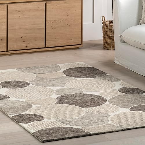 Miniatura 8 de nuLOOM Zora Contemporary Pebbles - Alfombra de lana de 8 x 10 pies, color beige