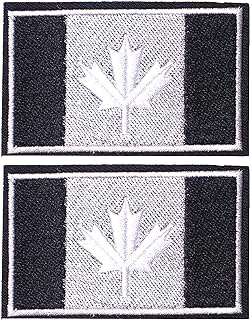 2 Pieces Canada Flag Patches, Tactical Tags Morale National Emblem Patch for Travel Backpack Hats Jackets Team Uniform Black