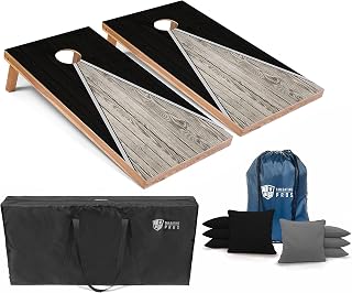 TailgatingPros Lightweight Pyramid Cornhole Boards Set - 4x2 ft Regulation Size w/ Bean Bags, Carrying Case for Tailgates & Parties