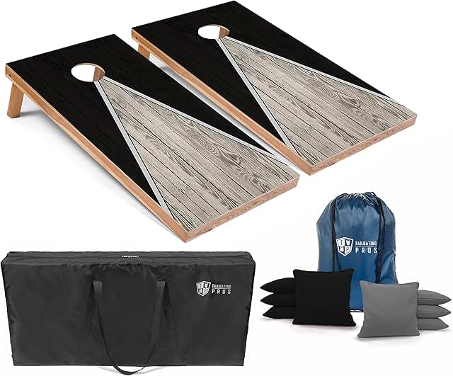Tailgating Pros Pyramid Cornhole Board Set w/Bean Bags and Carrying Case - 4'x2' Regulation Corn Hole Toss Game - Optional...