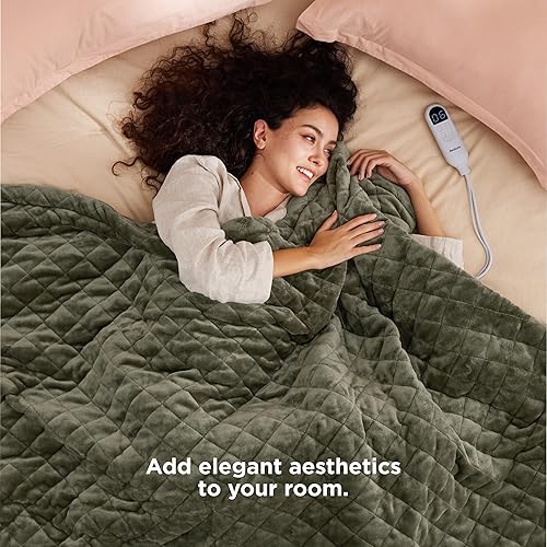 Vista 198 de Bedsure - Manta eléctrica tamaño matrimonial; térmica, de franela suave, calentamiento rápido, 10 ajustes de tiempo y 6 ajustes de calor; regalo 01