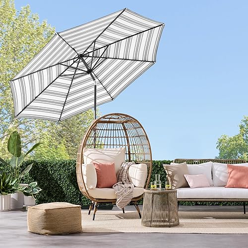 Vista 238 de Best Choice Products - Sombrilla solar de 7.5 pies para exteriores, patio, mesa, mercado, terraza, piscina con inclinación, manivela, luces LED