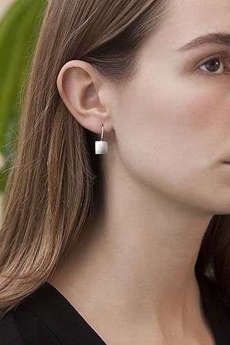 Miniatura 6 de Handmade Link Statement Necklace, Square Cushion Shapes, Sterling Silver 925 Satin and Polished Finish, Dark Oxidized Interior, Reversible, 53