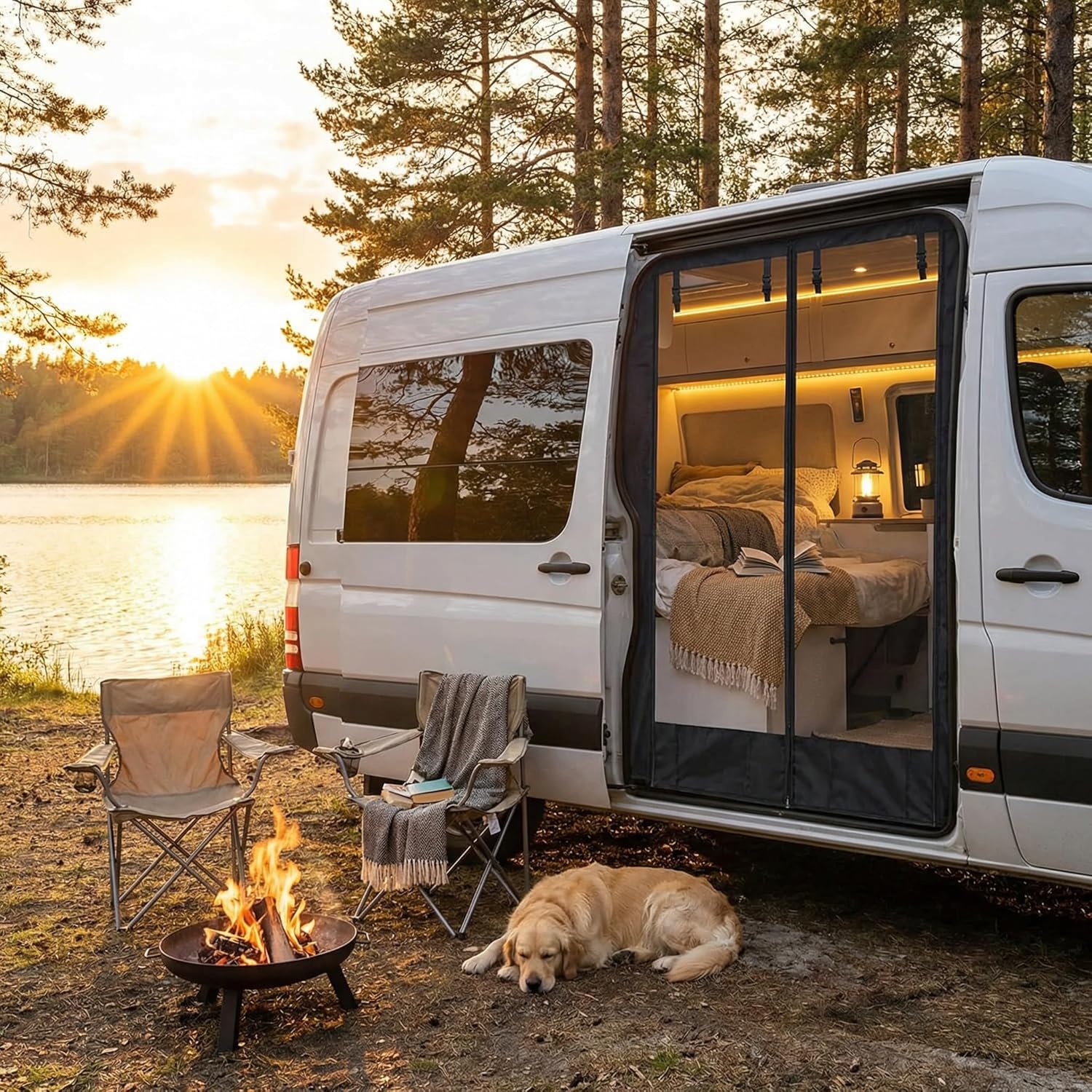 Van Bug Screen for Mercedes Sprinter, Transit, Promaster Side Sliding Door, Heavy Duty Mosquito Net for Campervans and RVs, Van Life Essentials Mesh Screen (71 x 52 Inch)