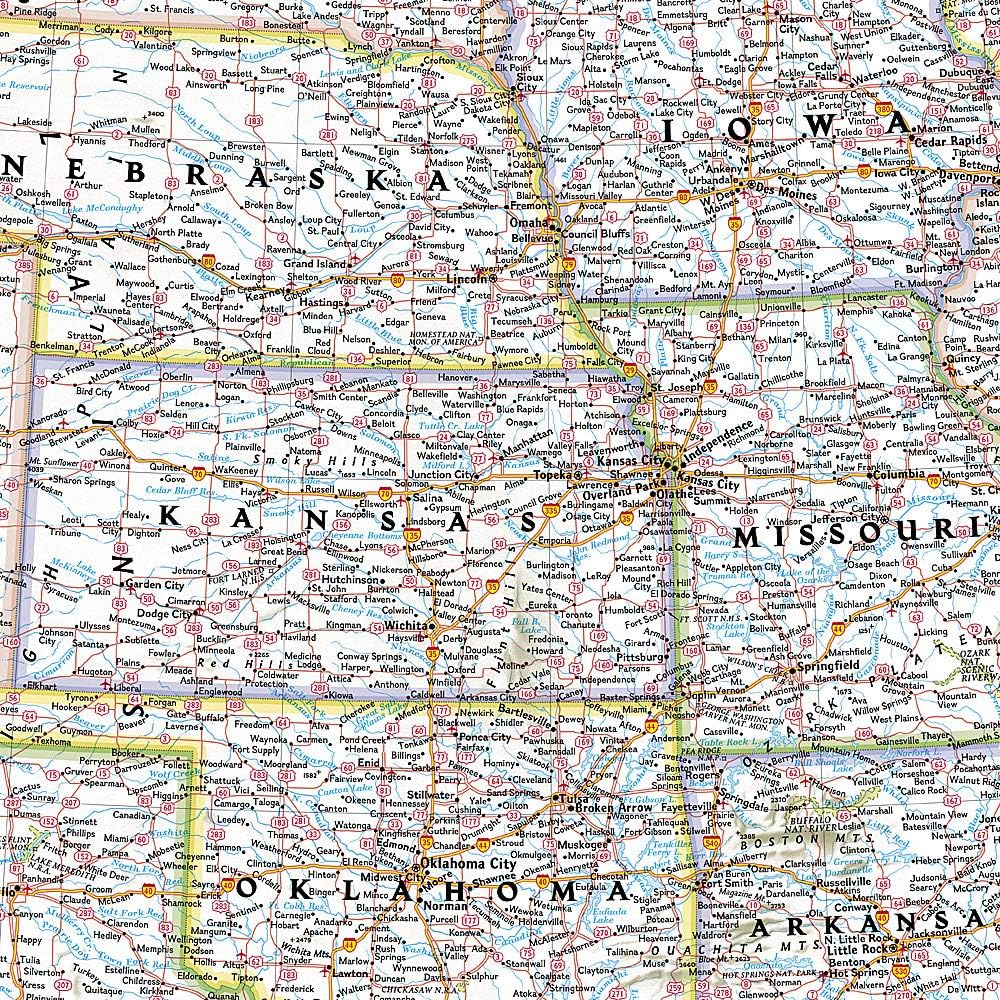 Enlarged Laminated United States Wall Map with Insets