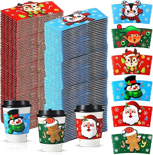 Nuanchu 120 fundas desechables para tazas de té y café de Navidad, para tazas de 12 onzas y 16 onzas