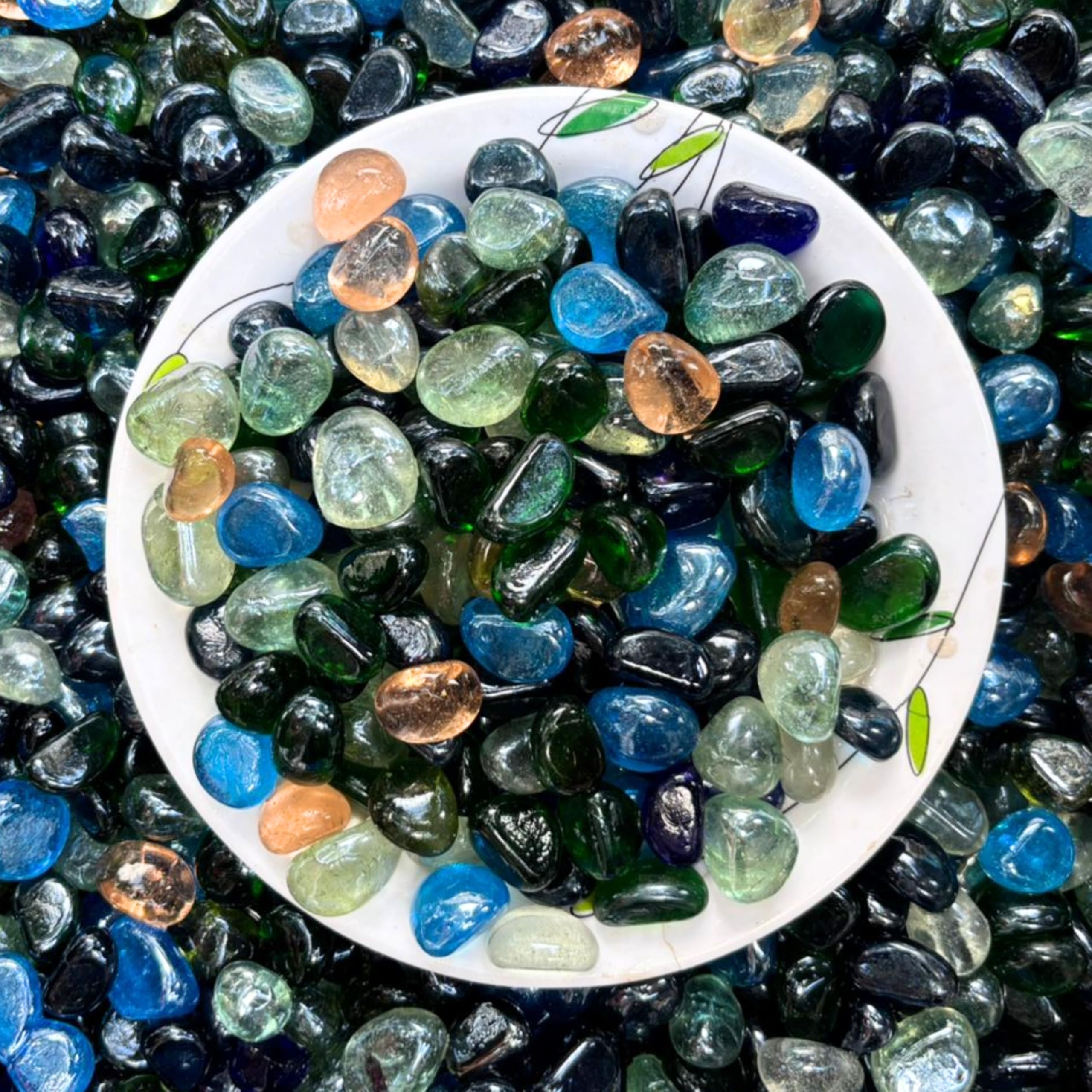 Foodie Puppies Multicolored Glossy Milky Cashew Shaded Marbles Decorative Stone, Pebbles for Vase Fillers, Party Table Scatter, Wedding, Decoration & Beads for Aquarium (Crystal Rocks, 900gm)-image-20