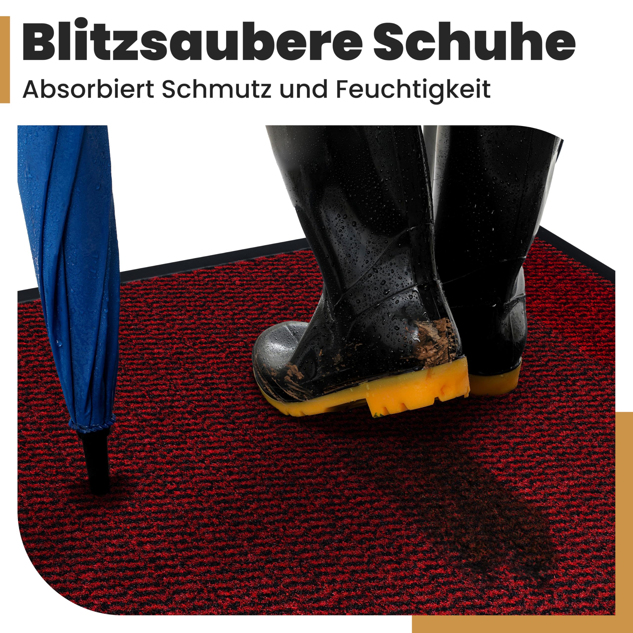 Bodenständig® Scarpe pulite grazie al tessuto assorbente (robusto), dimensioni perfette, colore rosso scuro, 90 x 150 cm, zerbino interno, zerbino interno per interni