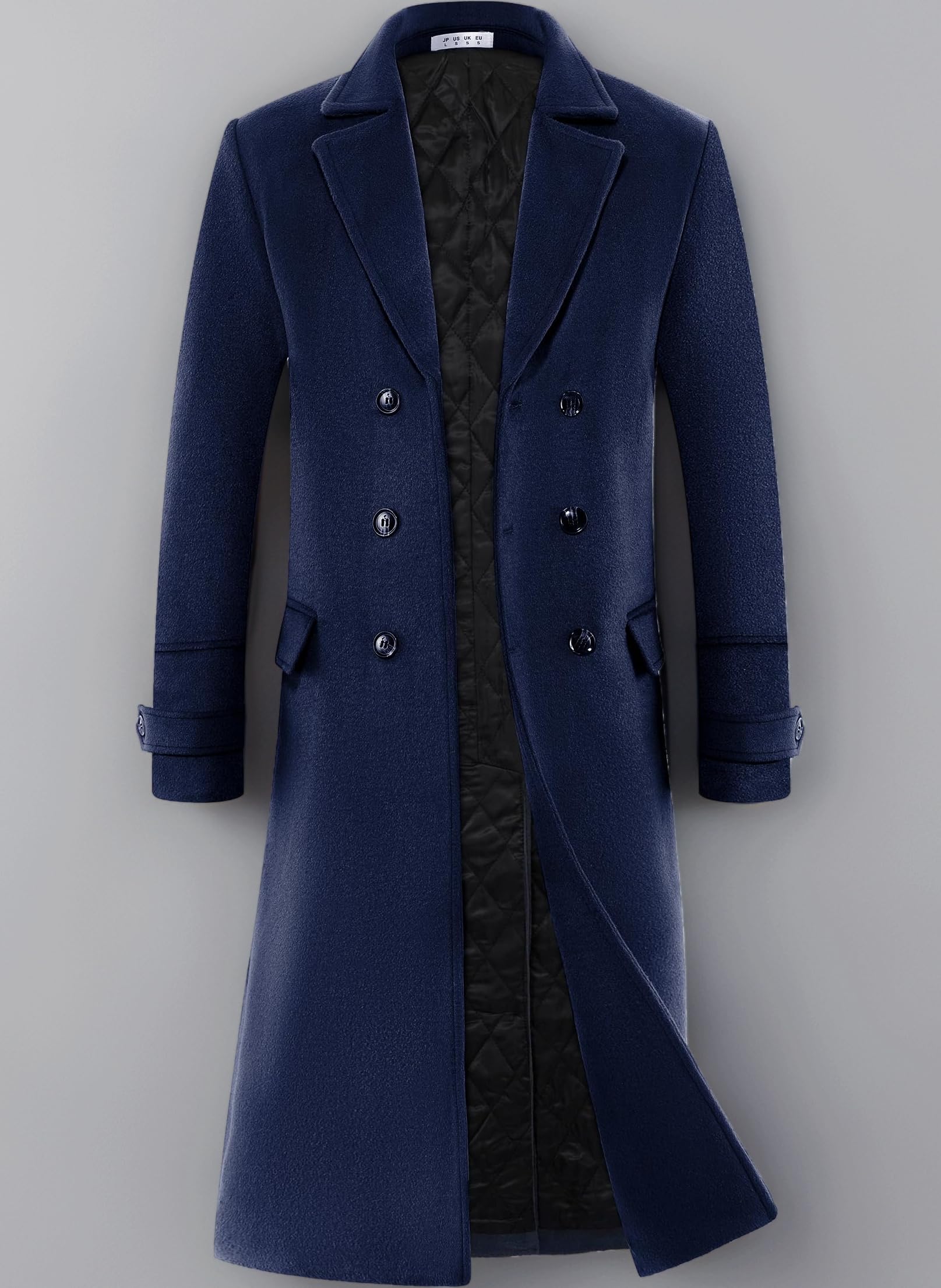 Mens Wool Coats Long Coats Thick Winter Jacket Elegant Outwear 80% Wool Trench Coat 1817