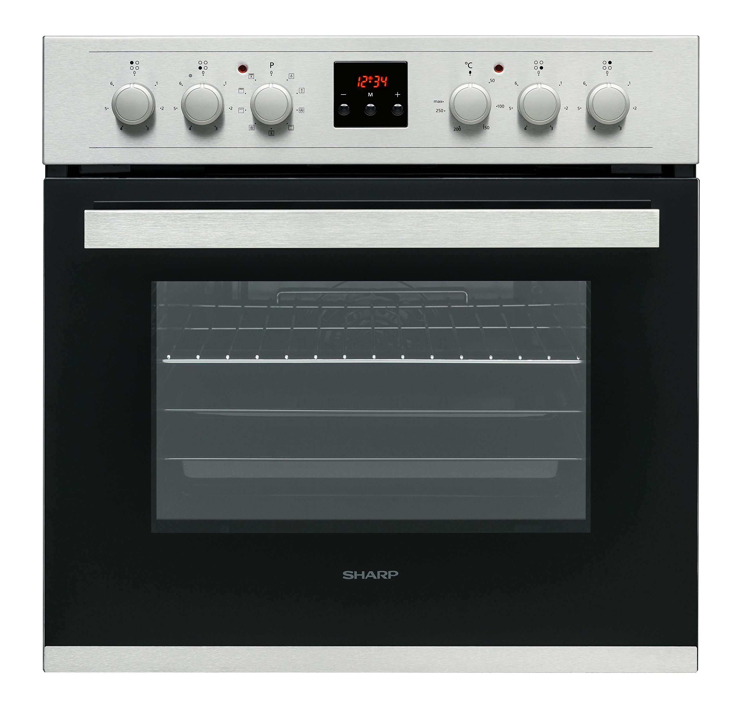 Sharp K-62D19IM0-EU Einbau-Backofen 60 cm, 78 Liter, Edelstahl, Heißluft, Multifunktionsbackofen, versenkbare Drehknebel, Energieeffizienzklasse A