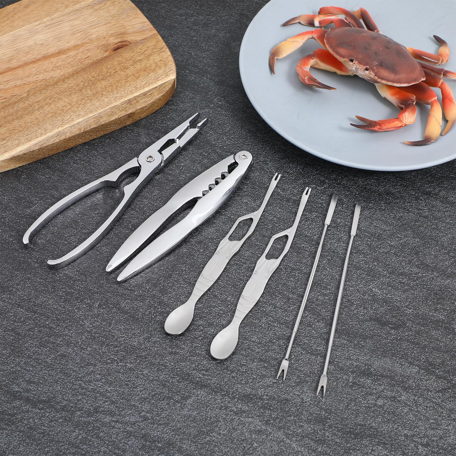 Set 6 Pezzi di Utensili per Aragosta e Granchio in Acciaio Inox Custodia, Dotato di Pinze e Spacca Chele, per Pranzi di Mare