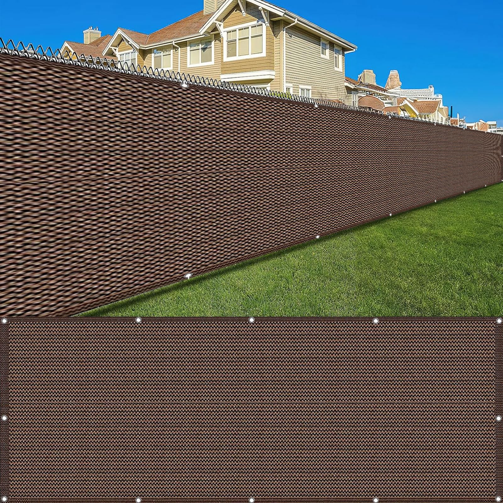 Pare-vue balcon 60 x 760 cm opaque et anti UV marron pour extérieur