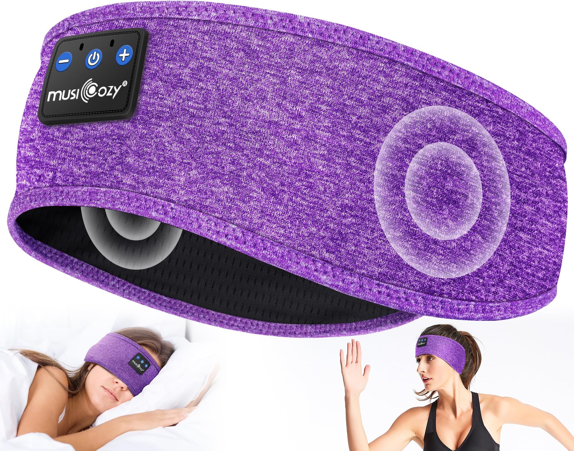 MUSICOZY Sleep Headphones Bluetooth 5.4 Headband, Wireless Earphones Music Sleep Earbuds Sleeping Eye Mask with HD Stereo Speakers for Workout Running Travel Yoga, Ideal Gifts for Women Men