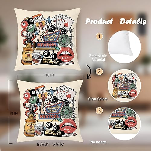 Miniatura 2 de Fundas de almohada Funky Retro Y2K Boho Western de 18 x 18 pulgadas de doble cara, decoración de habitación de vaquera, decoración de habitación