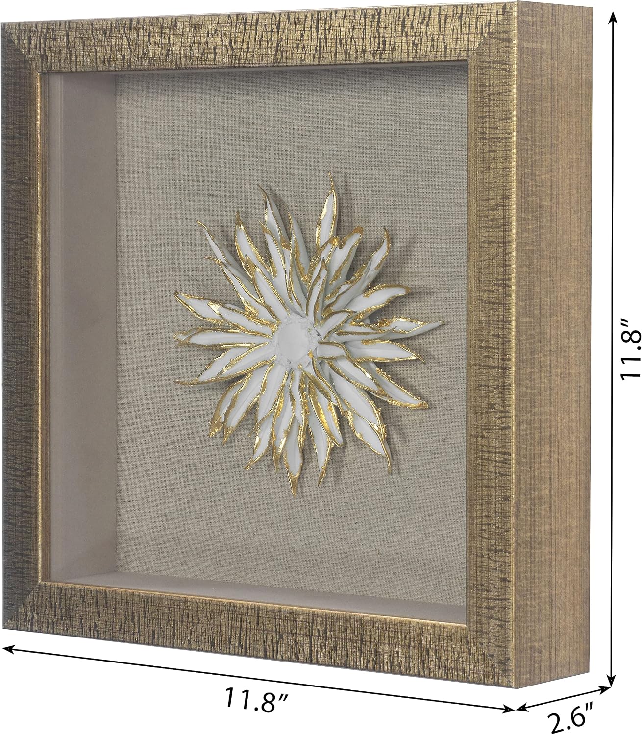 Huji Gold Ceramic Flower Shadow Box Wall Décor (DP)