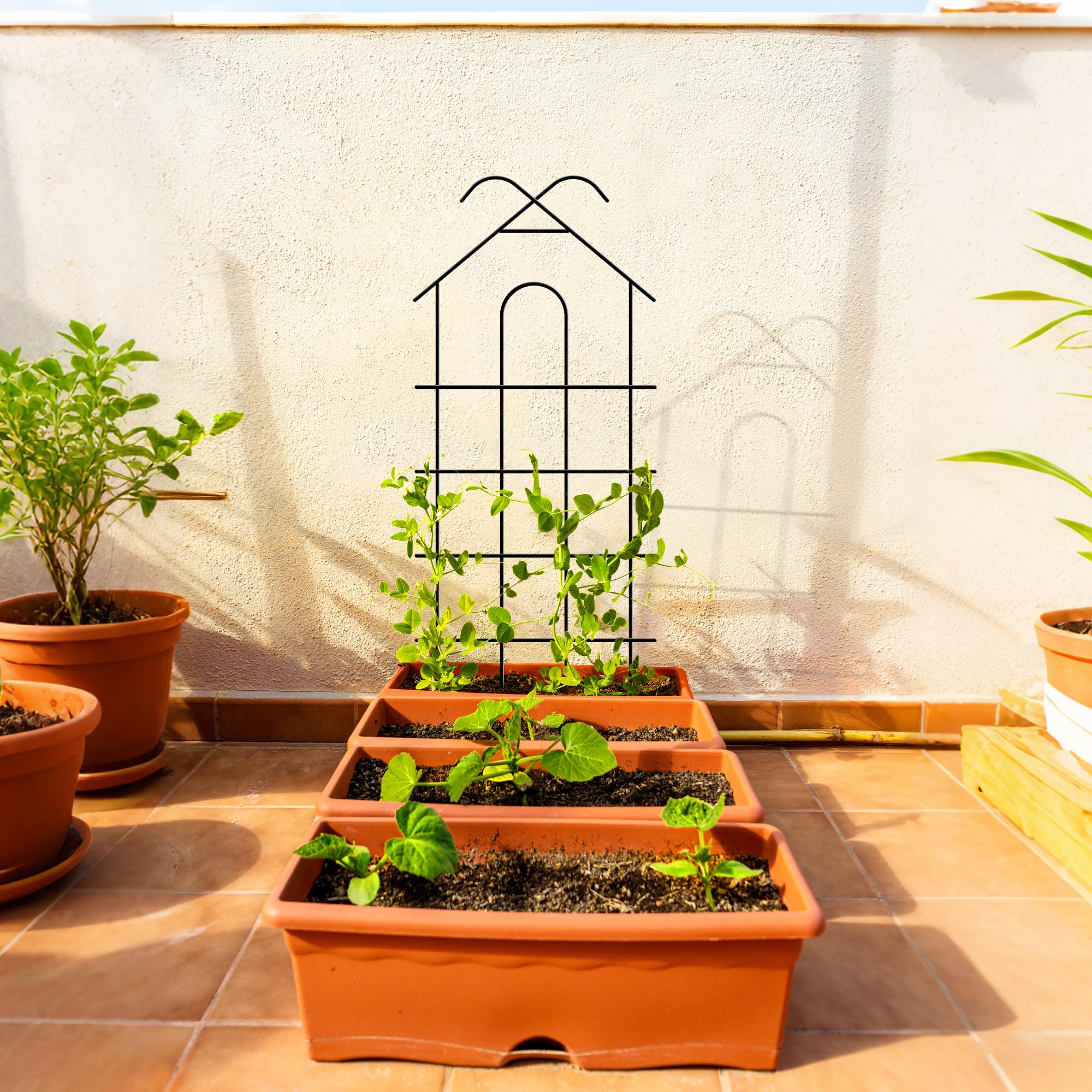 ARIFARO Rankgitter Garten-Trellis, 61cm 4er-Pack Metall-Pflanzentrellis für Kletterpflanzen für den Innen- und Außenbereich, Garten-Trellis für Topfpflanzen, Kletterreben, Zimmerpflanzen, Schwarz