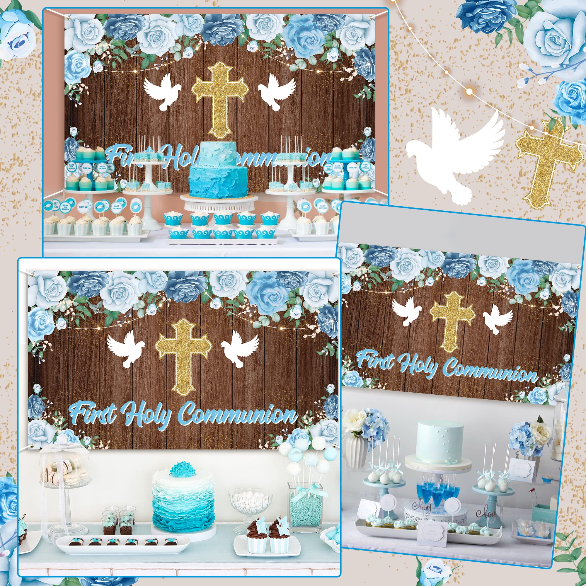 My First Communion Backdrop Girl Boy Baptism Birthday Party Gold Cross Grail God Bless Photography Background Photo Studio Props 67deee25 255a 4b03 95e7 8b45761178c4.a5f2c3cd79072057cf7b2ad6b83094e1