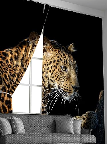 Miniatura 4 de Cortinas de ventana de leopardo para niños, para dormitorio, sala de estar, safari, estampado de guepardo, para niños y niñas, diseño de animales
