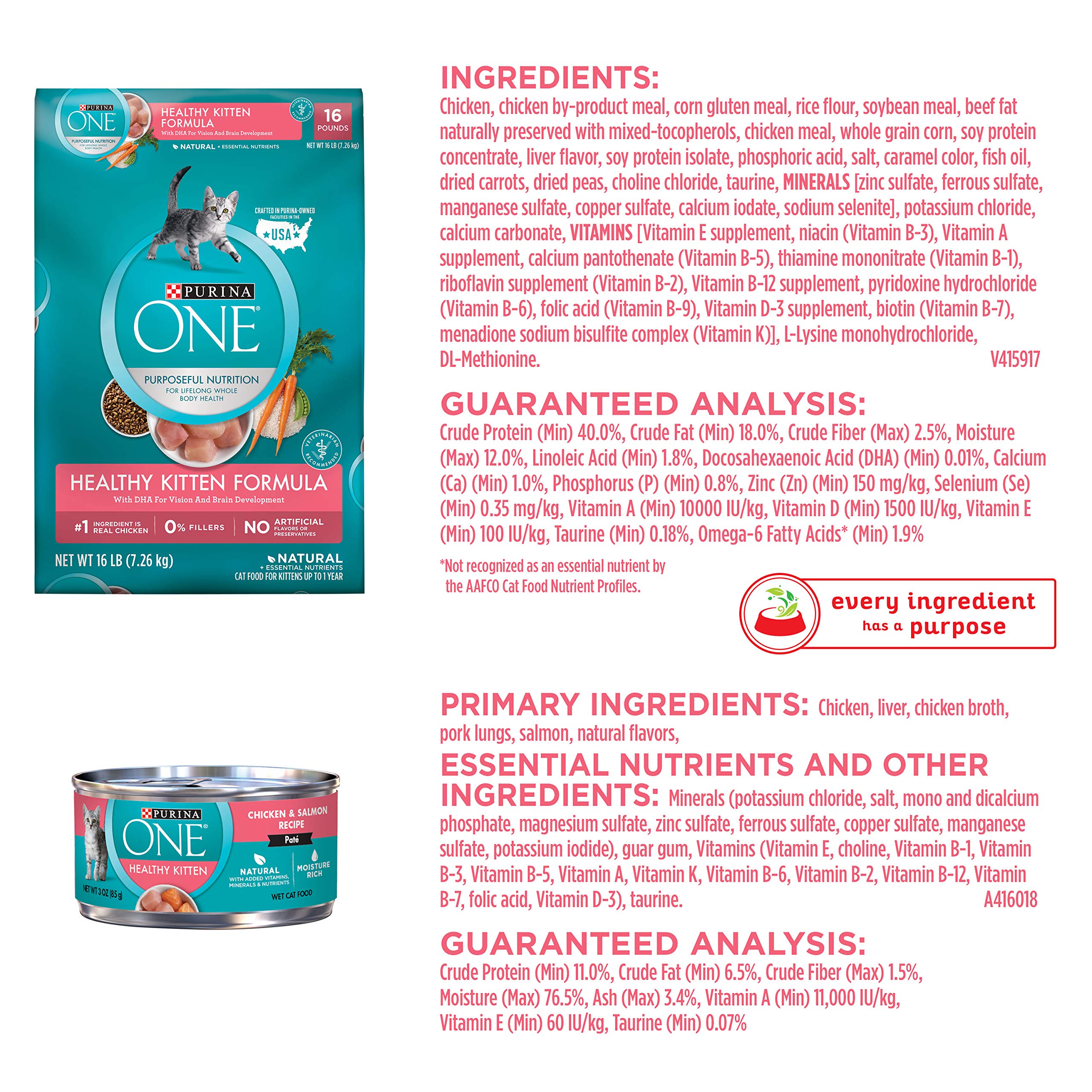 Purina Onenatural Dry And Wet Kitten Food Plus Healthy Kitten