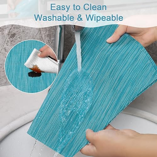 Miniatura 22 de SHACOS - Manteles individuales de PVC para mesas redondas, manteles individuales con curvatura, antideslizantes, resistentes al calor, de vinilo,