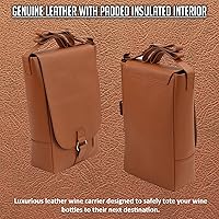 Vista 6 de Primeware Vino2 - Bolsa de mensajero de cuero con dos botellas (marrón)