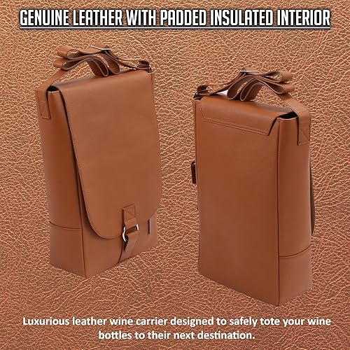 Miniatura 6 de Primeware Vino2 - Bolsa de mensajero de cuero con dos botellas (marrón)