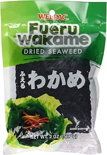 Wel-Pac Fueru Wakame Dried Seaweed (2 oz Pack of 2) - Nutrient-Rich Instant Rehydrate for Miso Soup & Salads