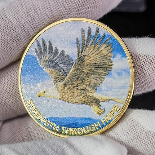 Miniatura 5 de La fuerza a través de la esperanza se eleva Eagle Challenge Coin Christian Pocket Hug Token Sobriety Chip AA Medallion