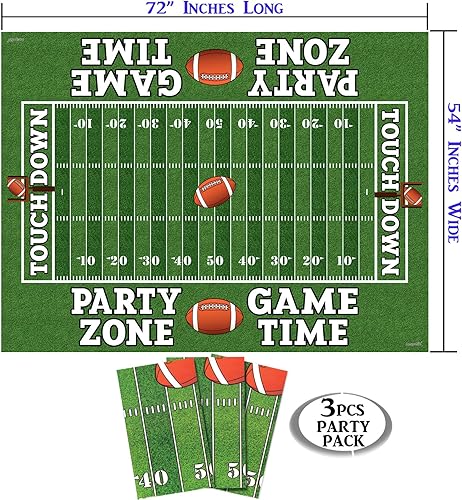 Miniatura 3 de AnapoliZ Mantel de fútbol de plástico | Paquete de 3 piezas (54 pulgadas de ancho x 72 pulgadas de largo) | Mantel rectangular para mesa de día de