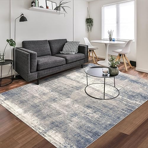 Miniatura 3 de Tapete pequeño 3 x 5 pies, para sala, dormitorio o cocina, lavable a máquina, antideslizante y duradero, estilo moderno y abstracto, para entrada,