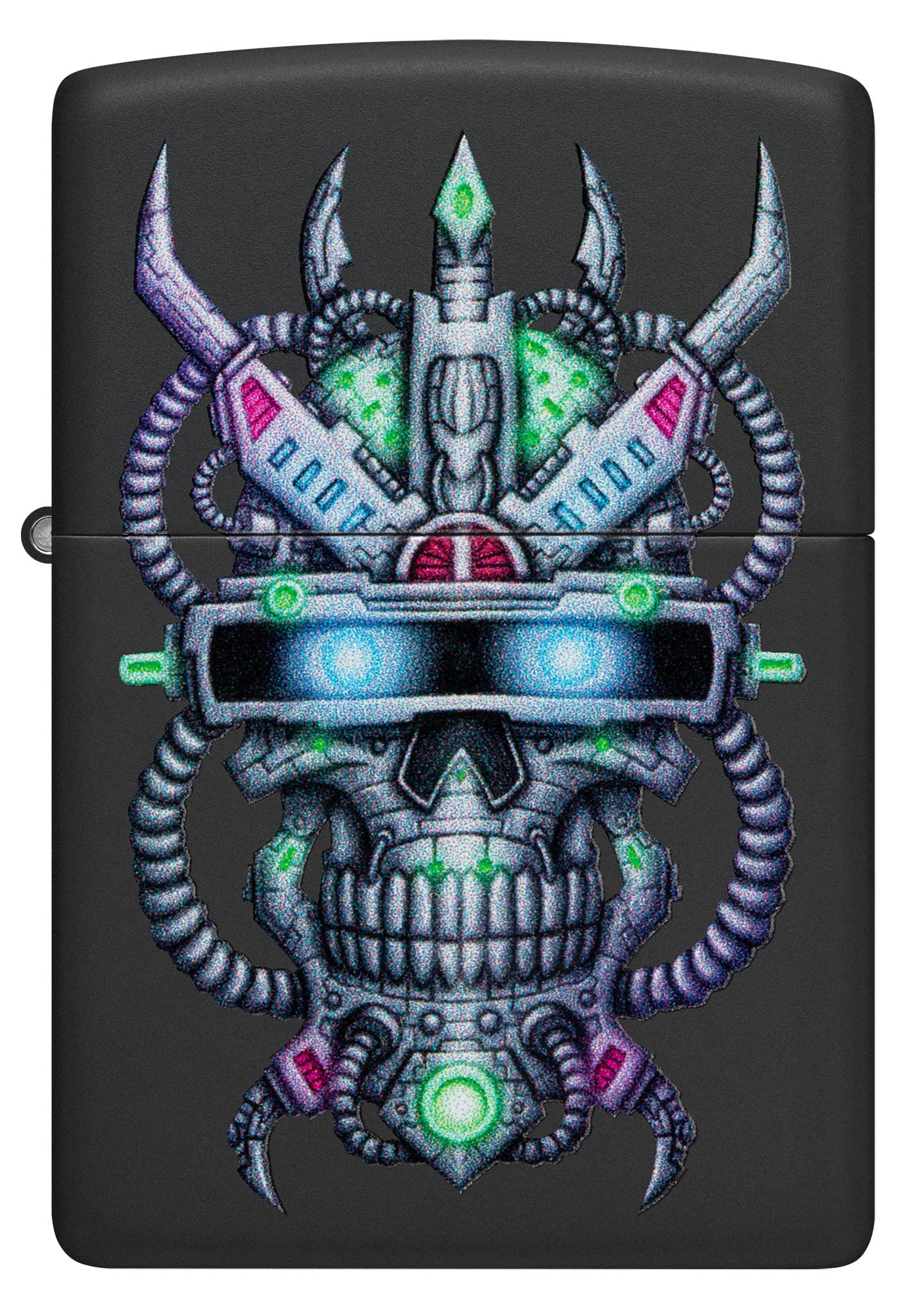 Zippo Cyber Skull Design Black Matte Pocket Lighter, Futuristic Cyber Skull Black Matte, standard size - Image 2