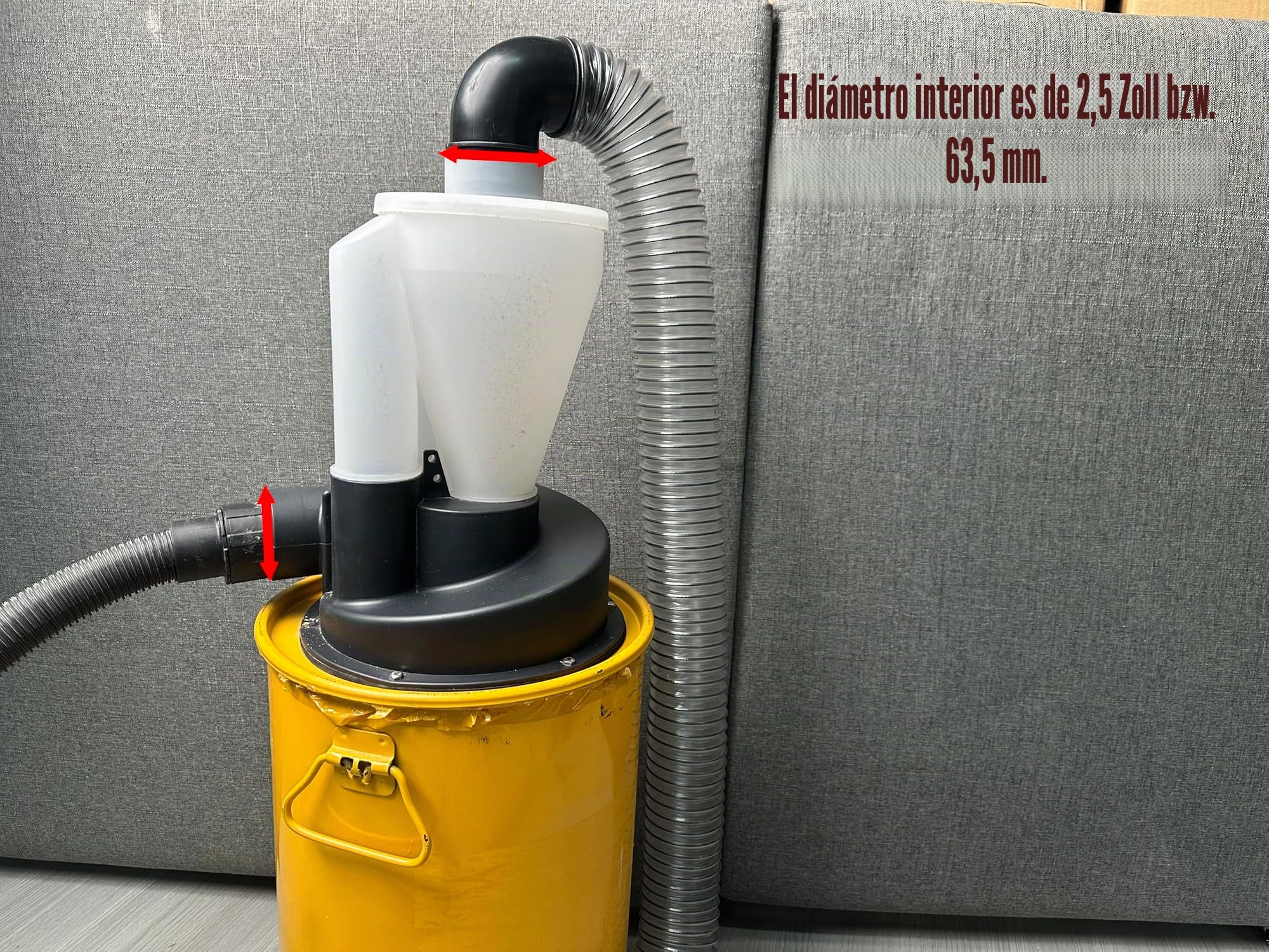 Colector de polvo ciclónico de doble filtrado, actualización del colector de polvo industrial para taller, carpintería, sistema de extracción shop-Vac y bricolaje