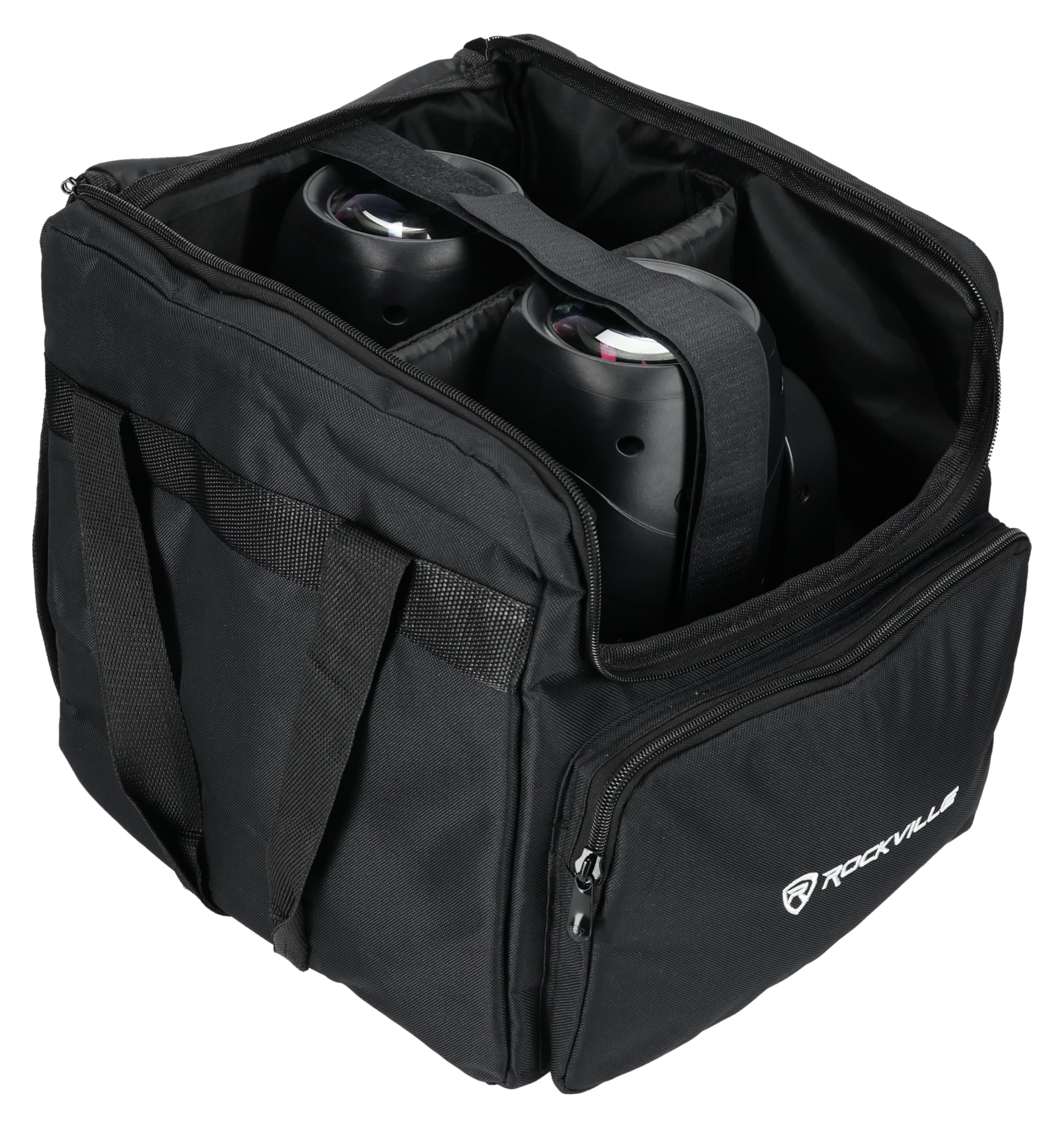 Rockville RLB40 Padded Travel Bag for (2) Chauvet or American DJ Effect Lights, Adjustable Dividers, Heavy-Duty Zippers, Ergonomic Strap, Perfect for DJs and Event Planners - Image 5