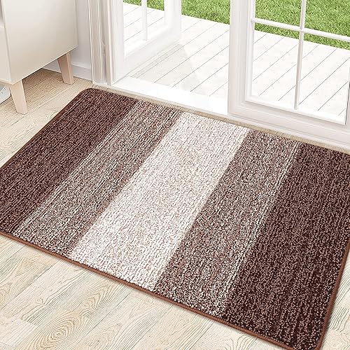 Kitinjoy Tapete para puerta de interior y exterior, 32 x 20 pulgadas, antideslizante, absorbente, atrapador de suciedad, de perfil bajo, lavable,