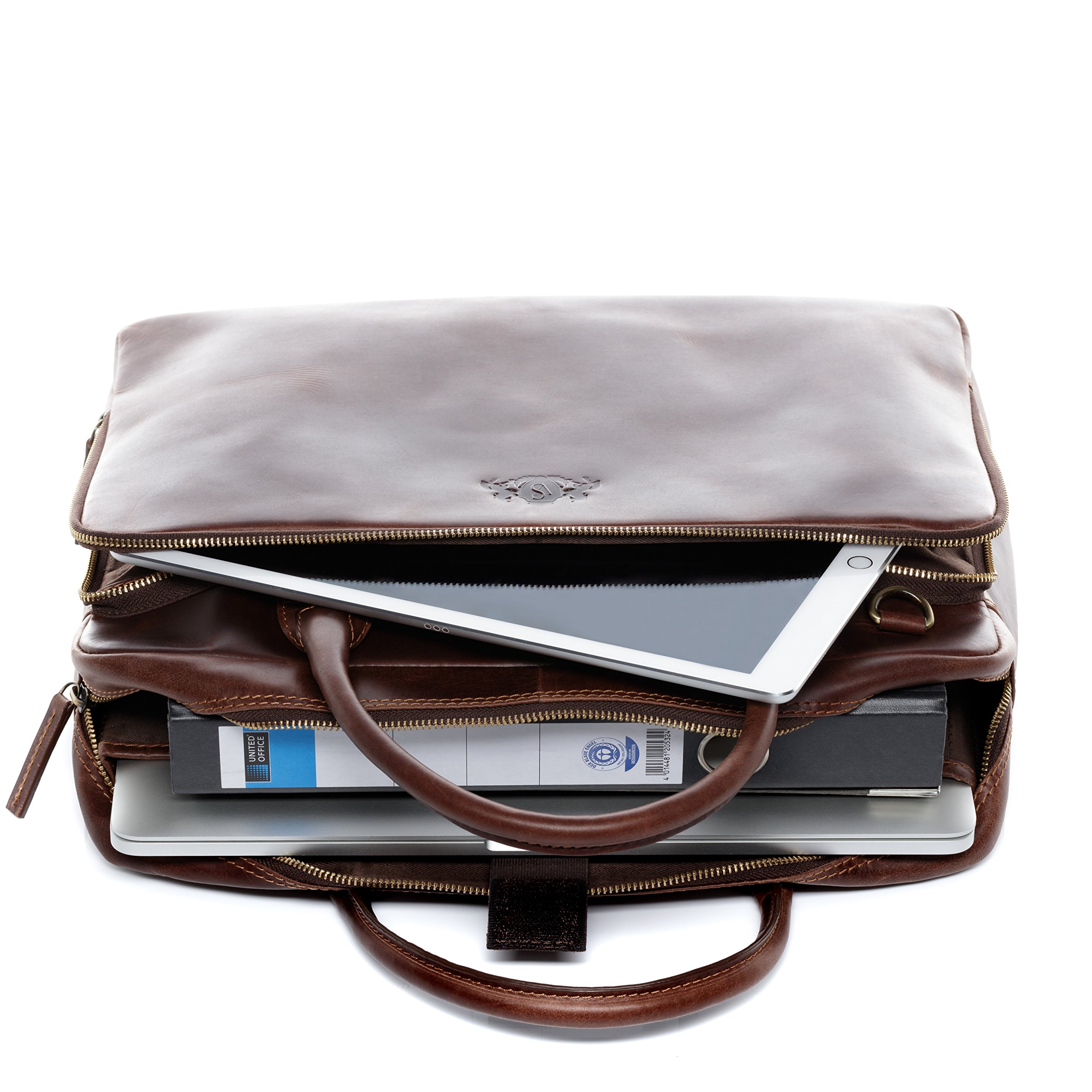 SID & VAIN® Borsa tracolla porta pc vera pelle RYAN grande XL cartella laptop computer portatile 15" Messenger porta-documenti Università Scuola Ufficio Lavoro Business uomo donna cuoio