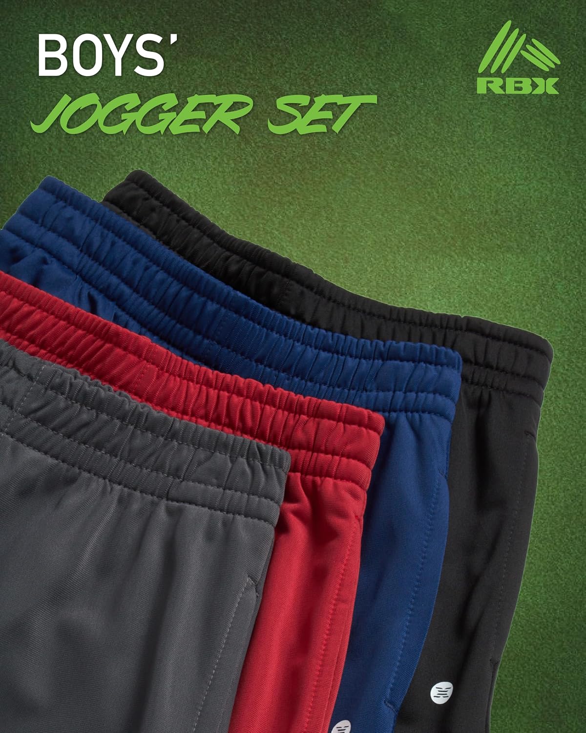 RBX Boys Sweatpants - 4 Pack Performance Tricot Boys Joggers with Elastic Waist & Pockets - Soft Stretch Kids Athletic Pants