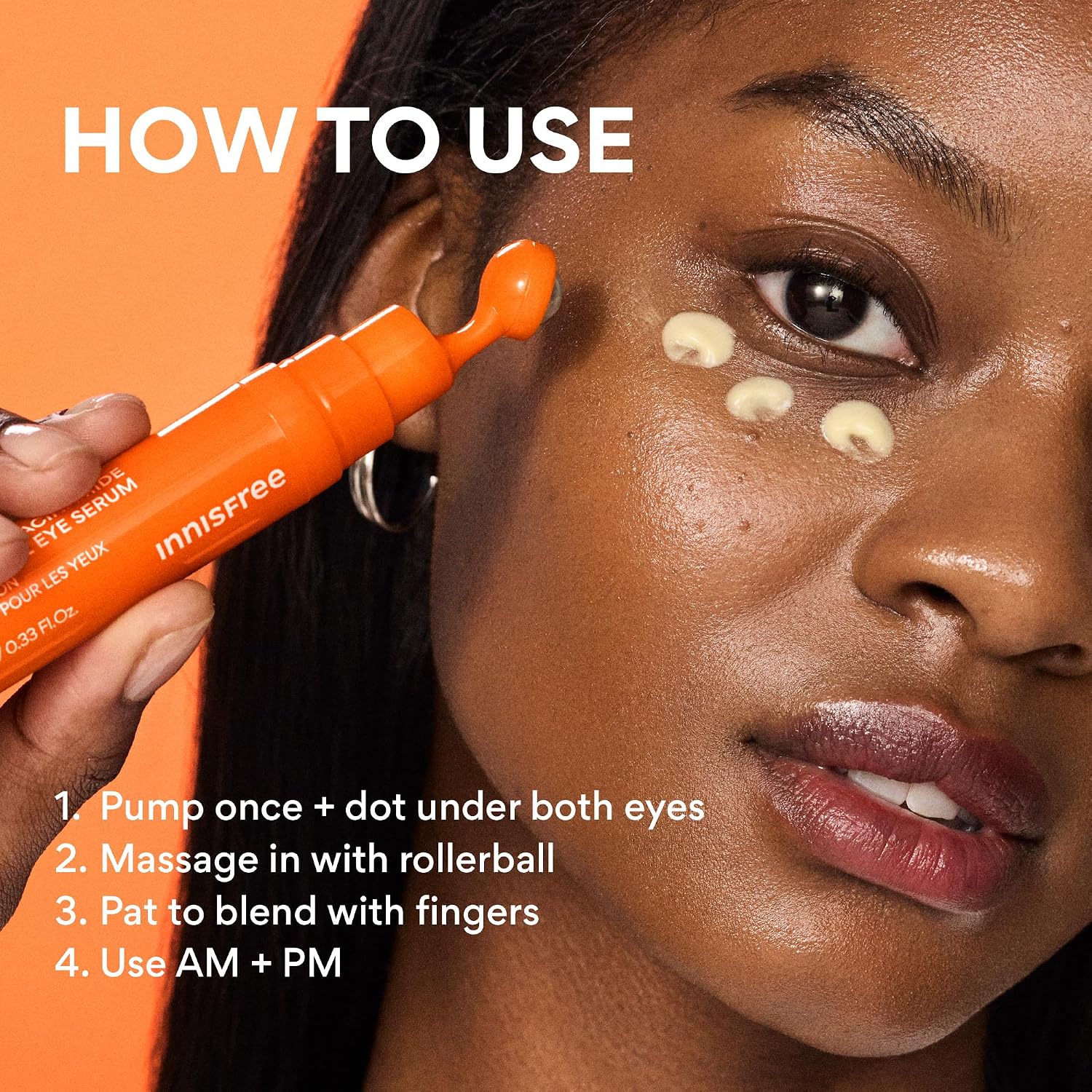 innisfree Vitamin C Niacinamide Eye Serum | Korean Eye Serum to Reduce Dark Under Eye Circles, Eye Roll On Serum For All Skin Types