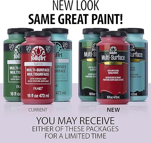 Miniatura 2 de FolkArt Pintura acrílica satinada multisuperficie en varios colores, 16 onzas, negro puro, 16 onzas líquidas