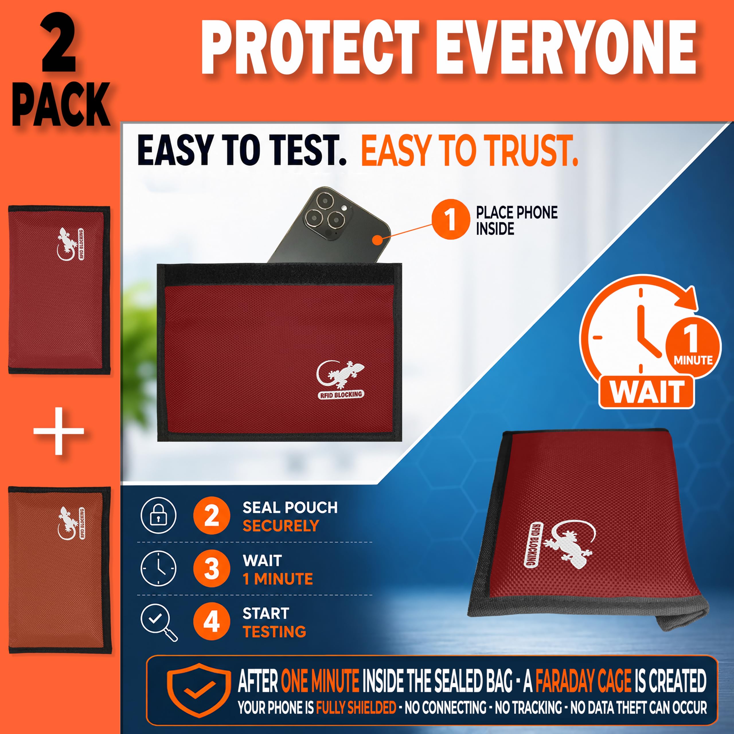 Faraday - Funda protectora antiseguimiento GPS RFID para llave de coche, bloqueo de señal de coche, funda protectora para teléfono celular, llave de coche, privacidad de datos, seguridad de
