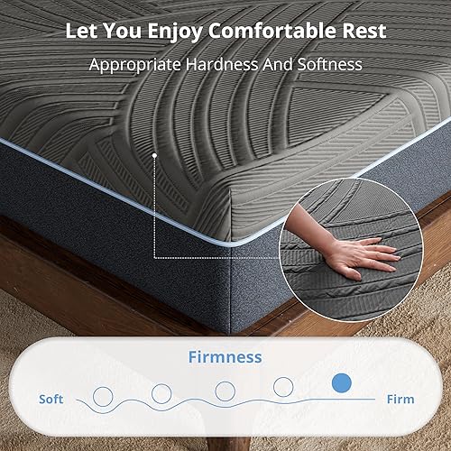 Miniatura 6 de Colchón firme tamaño King de 14 pulgadas en una caja, colchón King de espuma viscoelástica de cobre con funda de enfriamiento de grafeno, cama firme