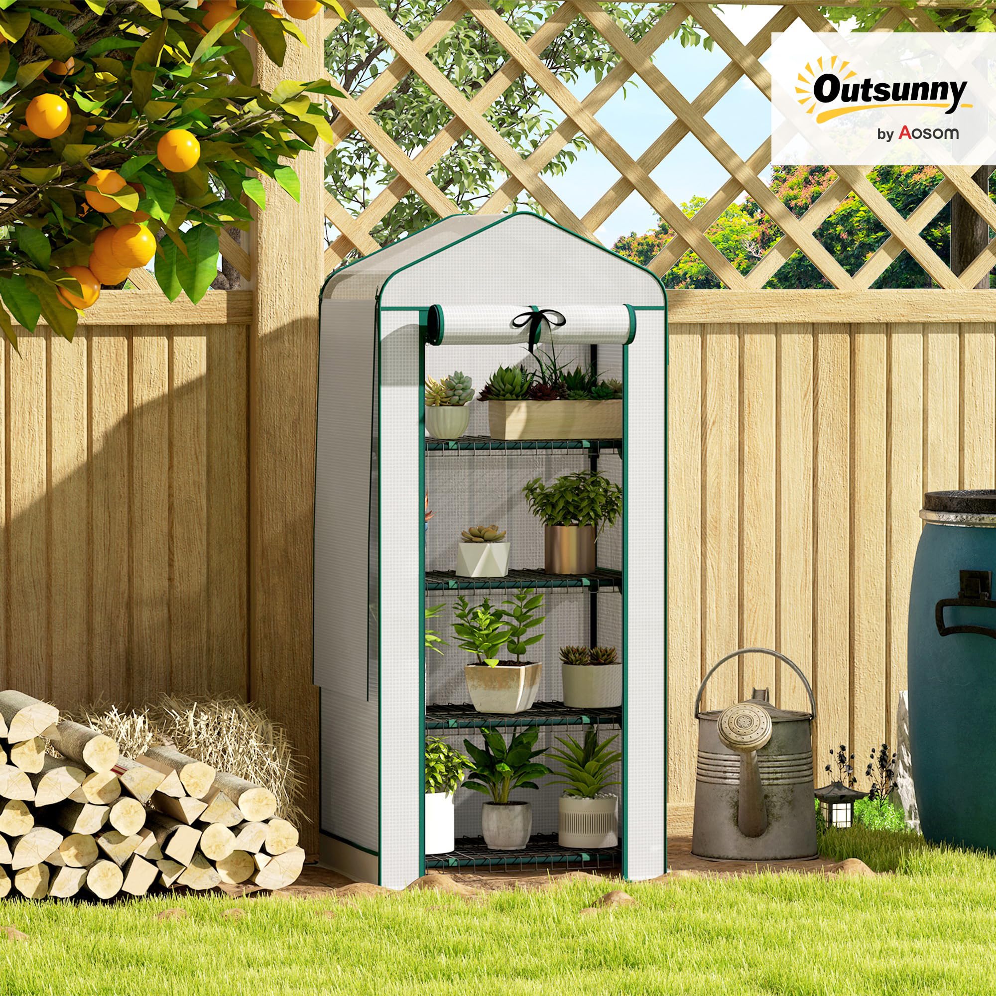 Amazon.com : Outsunny 4 Tier Mini Greenhouse with Screen Roof