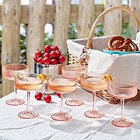 Vista 14 de Copas de acrílico vintage Art Deco inastillables Coupé Martini, champán y cóctel Juego de 4 vasos de plástico Tritan acanalado de 8 onzas de Claro