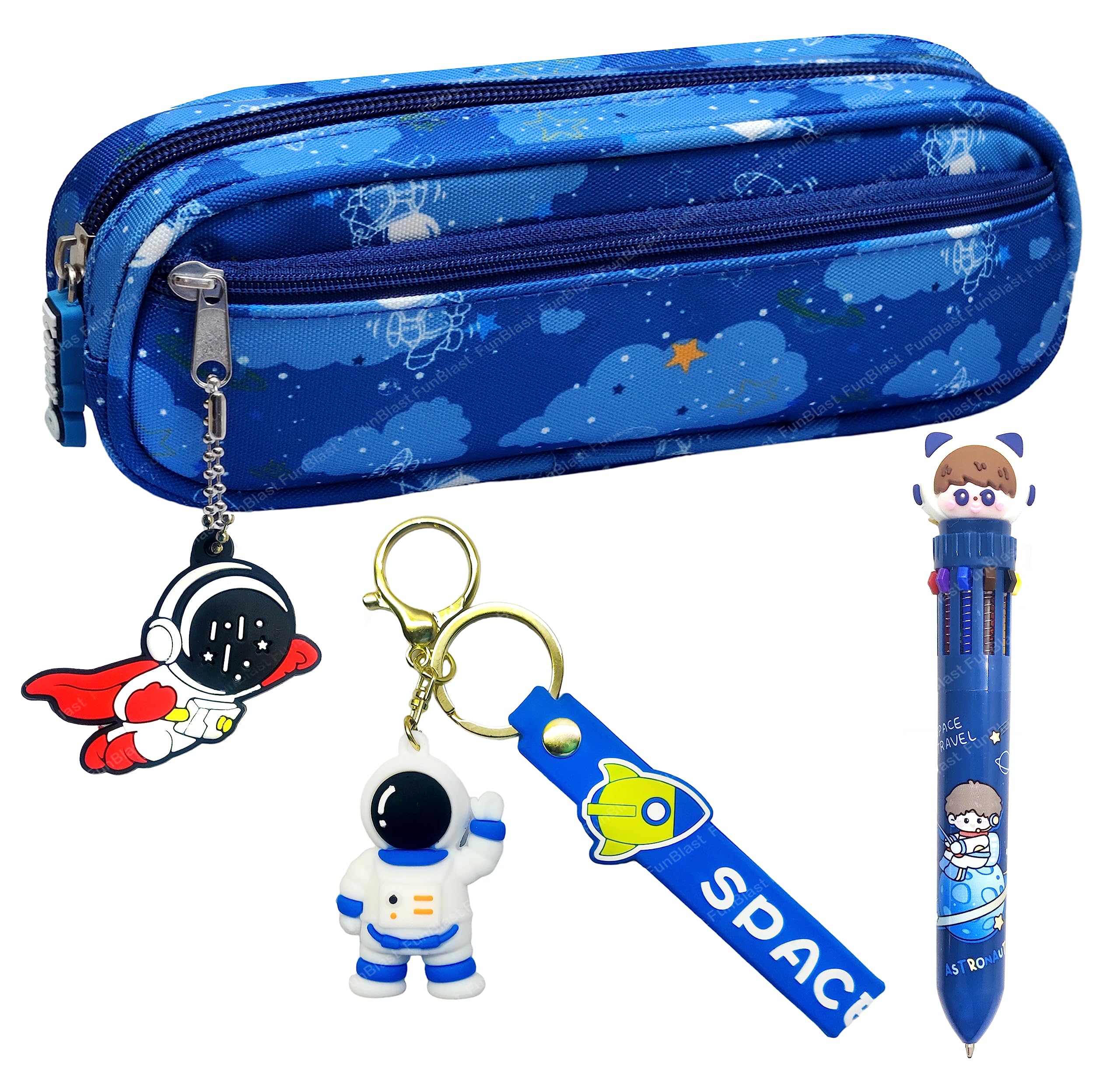 FunBlast Plastic Space Star Pouch With Pen & Keychain-Pack Of 3 Pcs Zipper Pencil Case,10 Color Pen & Space Keychain/Ring,Kawaii Stationary Set,Birthday Gift Items,Return Gift For Kids-Multicolor (B0C9Q5Z1DK) Amazon Price History, Amazon Price Tracker