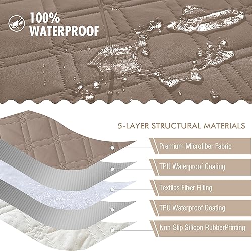 Miniatura 5 de Genina Funda de sofá impermeable, lavable, antideslizante de 67 pulgadas con 3 cojines, funda de sofá modular apta para mascotas, fundas de sofá