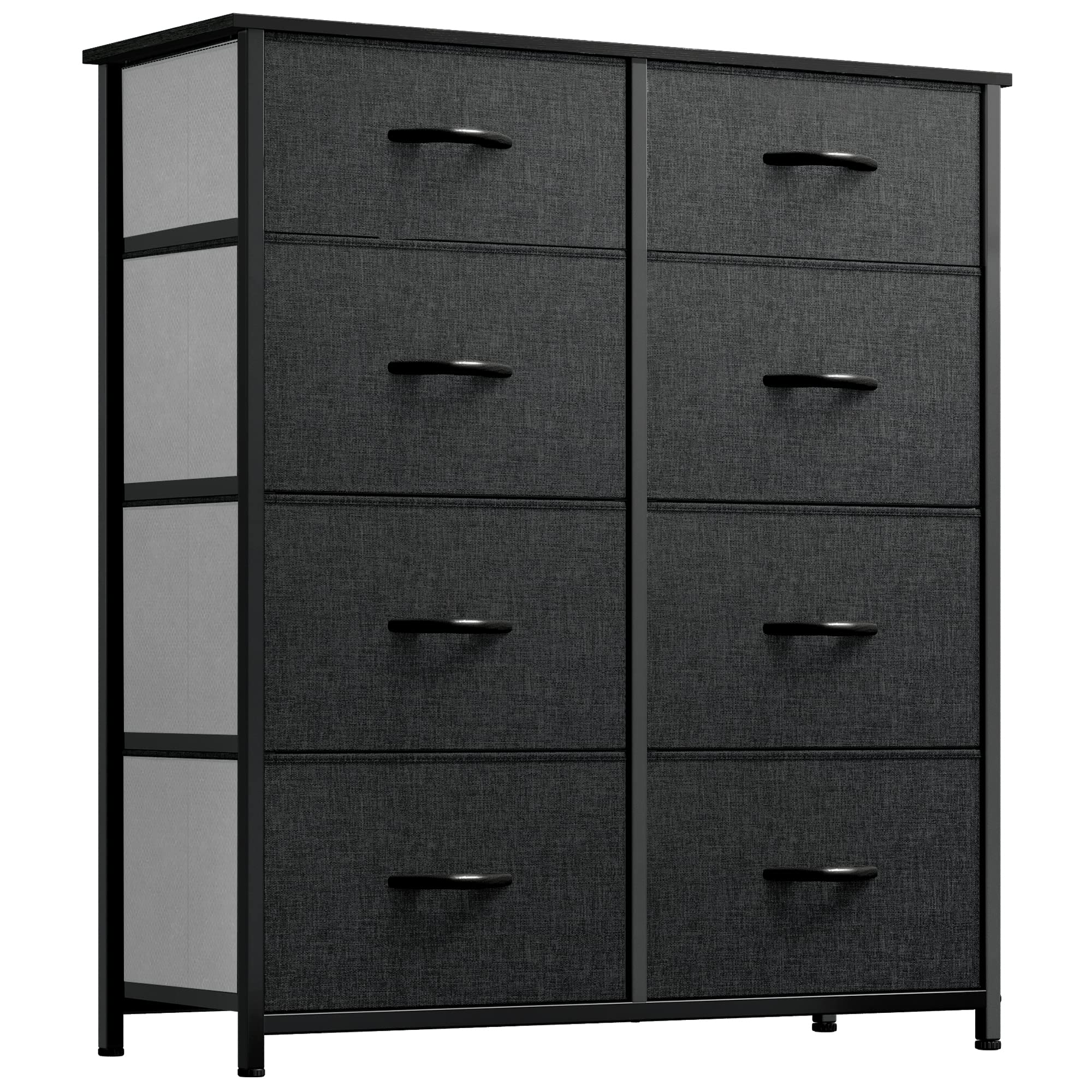 YITAHOME 8 Drawer Dresser - Fabric Storage Tower Unit with Large Capacity, Organizer Unit for Bedroom, Living Room & Closets - Sturdy Steel Frame, Wooden Top & Easy Pull Fabric Bins (Charcoal)