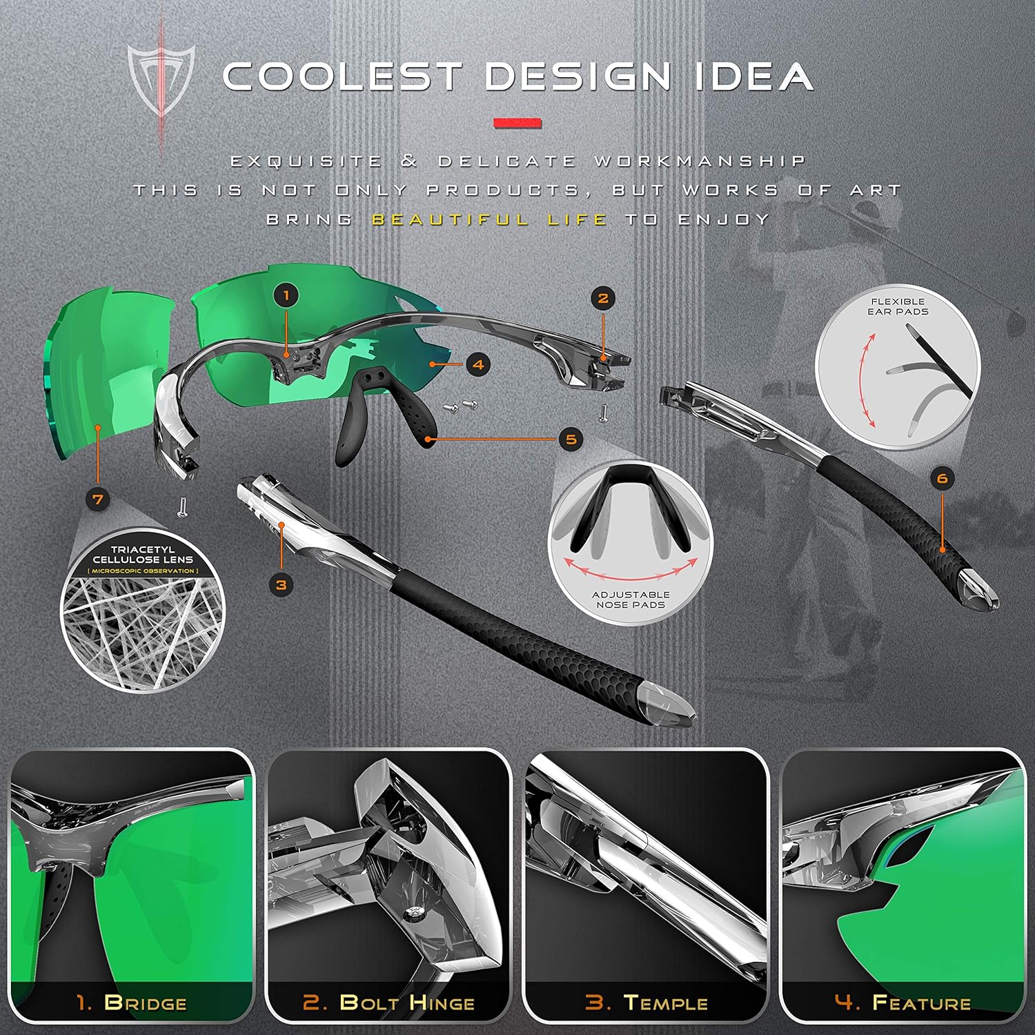 ATTCL Polarized Sunglasses Men Sports: Secure Fit Wrap Around TR90 Frame Ultra-Light UV Protection for Fishing Driving Golf - Image 6